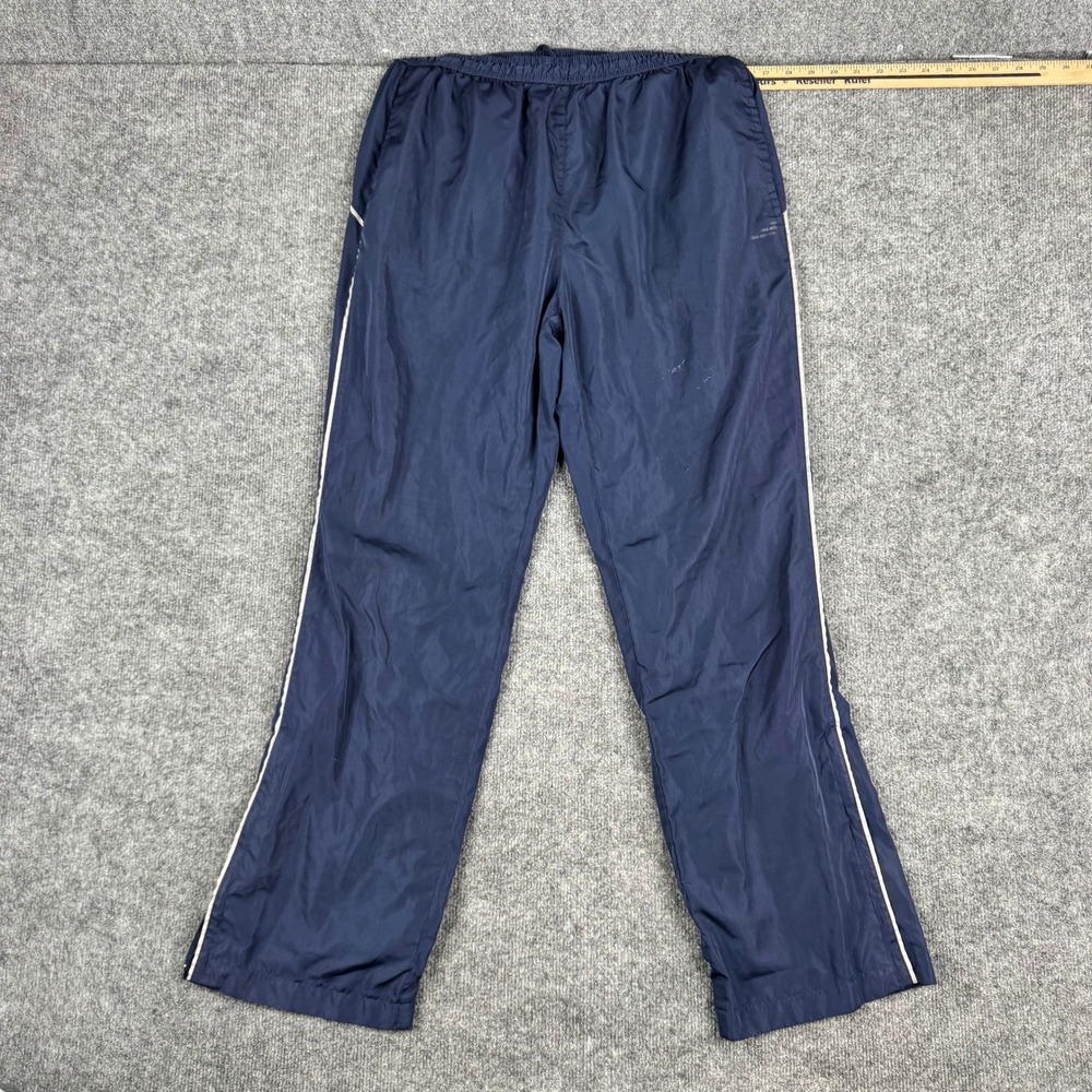 BCG Track Pants Mens Size M Navy Blue Lightweight Mesh Lined Side Stripe Joggers